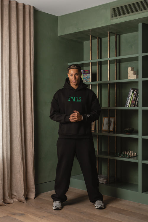 Grails Apparel Varsity Hoodie in black - 460gsm heavyweight oversized hoodie, Australian streetwear